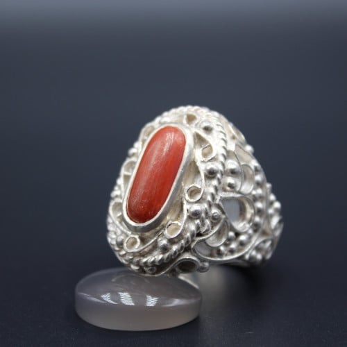 خاتم مرجان تونسي مقاس 9.75 انجليزي _ 22 عربي