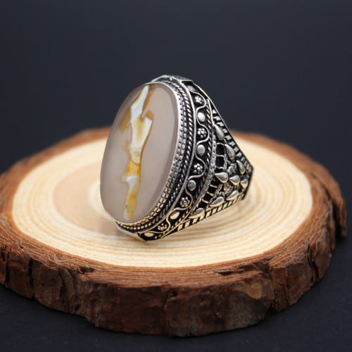 خاتم عقيق يماني مصور نوادر مقاس 11 انجليزي _ 24.5...