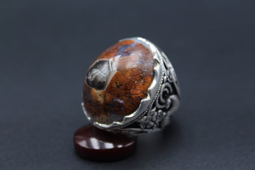 خاتم عقيق يماني مساميري حجم كبير نوادر مقاس 10 انج...