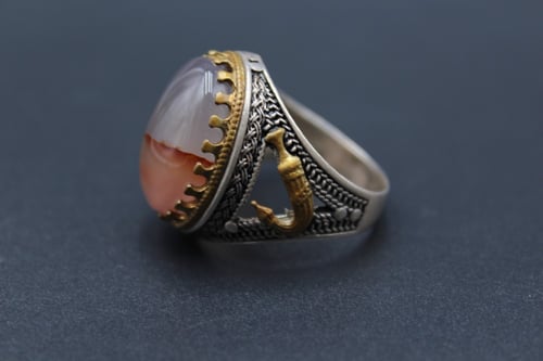 خاتم عقيق يماني مزهر مقاس 10.5 انجليزي_ 24 عربي