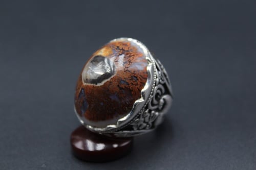 خاتم عقيق يماني مساميري حجم كبير نوادر مقاس 10 انج...