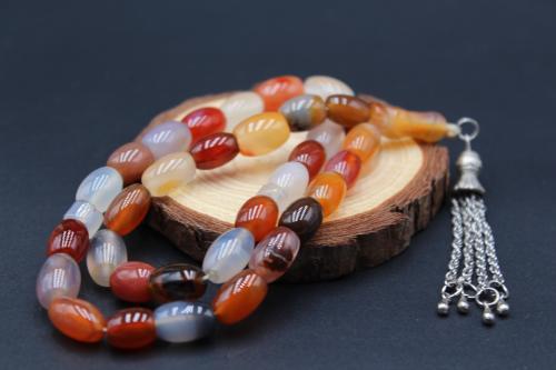 سبحة عقيق يماني مزهر _ 33 خرزة