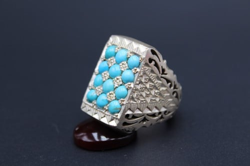 خاتم فيروز نيشابوري مقاس 10 انجليزي _ 22.5 عربي