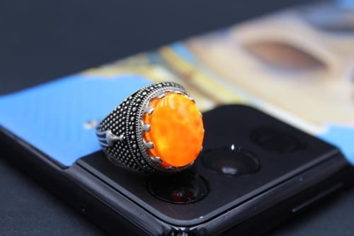 عقيق يماني احمر مقاس 9 انجليزي - 20 عربي