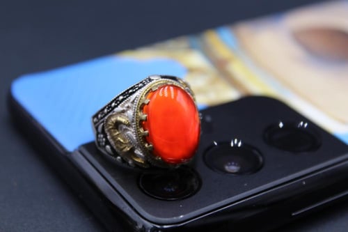 عقيق يماني كبدي مقاس 10.5 انجليزي _ 24 عربي