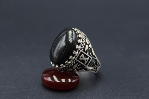 عقيق يماني اسود مقاس 10 انجليزي _ 23 عربي