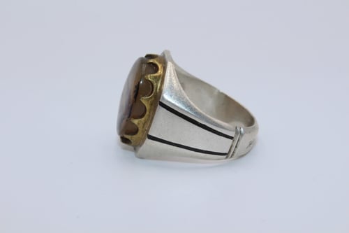 خاتم عقيق يماني مشجر مقاس 13 انجليزي _ 30 عربي