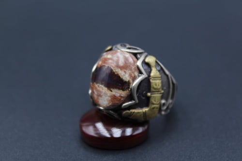 خاتم عقيق يماني طحلبي مقاس 10.5 انجليزي_ 24 عربي