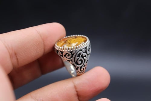 عقيق يماني طحلبي مقاس 8 انجليزي _ 17 عربي