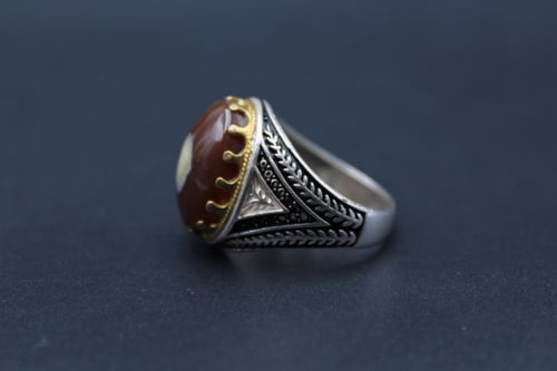 خاتم عقيق يماني سليماني مقاس 8 انجليزي_ 18 عربي