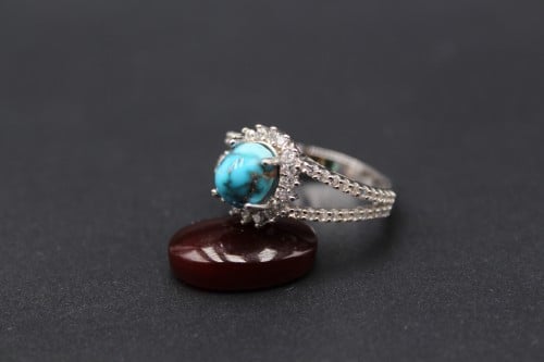 خاتم فيروز نيشابوري مقاس 8.25 انجليزي _ 18 عربي