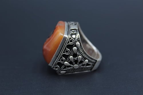 خاتم عقيق يماني مشجر مقاس 9 انجليزي _ 20 عربي