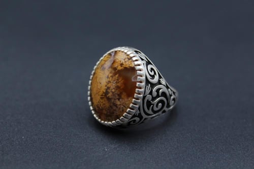 عقيق يماني طحلبي مقاس 8 انجليزي _ 17 عربي