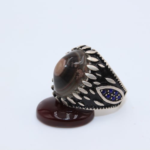 خاتم عقيق يماني سليماني مقاس 8 انجليزي_ 18 عربي