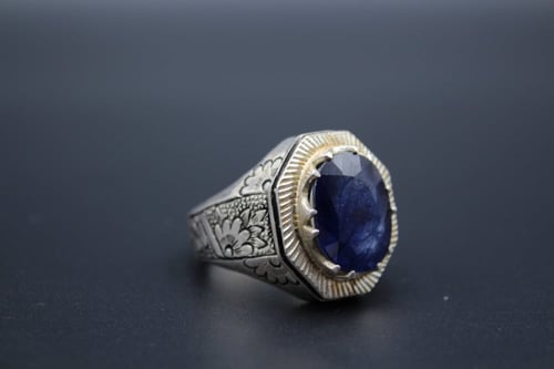 خاتم ياقوت ازرق ( زفير ) افريقي مقاس 11.5 انجليزي...