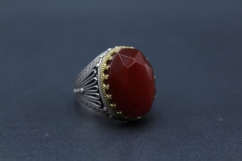 خاتم عقيق يماني كبدي مترش مقاس 9 انجليزي _ 20 عربي