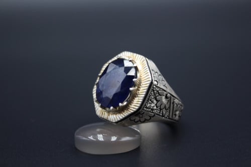 خاتم ياقوت ازرق ( زفير ) افريقي مقاس 11.5 انجليزي...