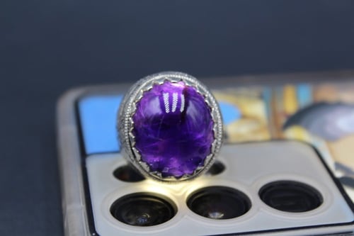 خاتم جمشت ( اميثيست ) أفريقي مقاس 10.25 انجليزي _...