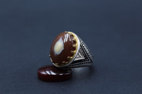 خاتم عقيق يماني سليماني مقاس 8 انجليزي_ 18 عربي