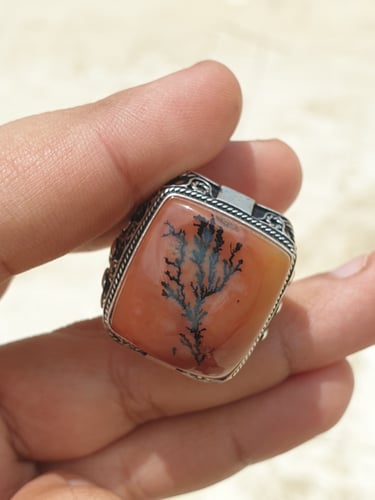 خاتم عقيق يماني مشجر مقاس 9 انجليزي _ 20 عربي