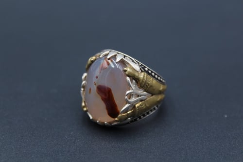 خاتم عقيق يماني مزهر مقاس 10 انجليزي_23 عربي