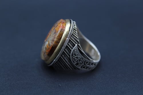 خاتم عقيق يماني طحلبي مقاس 8.5 انجليزي_ 18.5 عربي