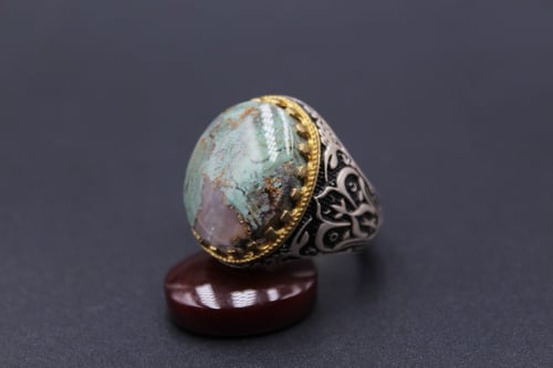 خاتم عقيق يماني طحلبي مقاس 10 انجليزي_ 23 عربي