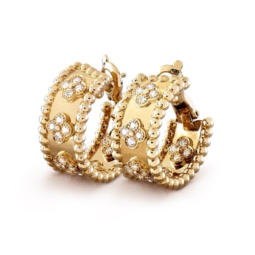 حلق فانكليف Perlée clovers hoop earrings