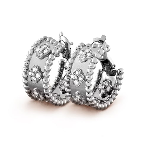 حلق فانكليف Perlée clovers hoop earrings