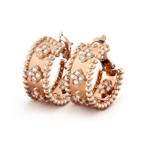 حلق فانكليف Perlée clovers hoop earrings