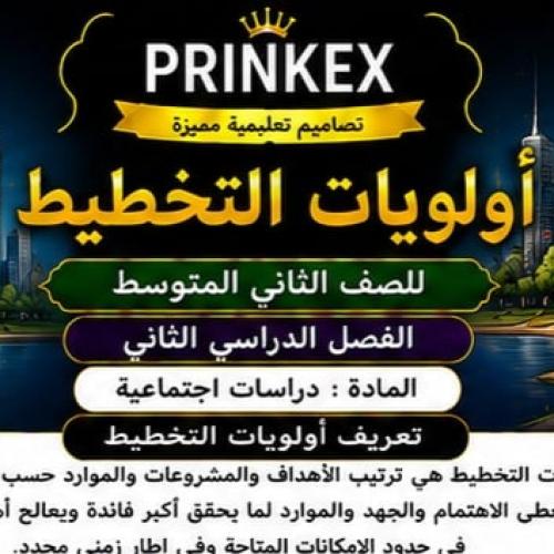 مطوية اولويات التخطيط مادة دراسات اجتماعية الصف ال...