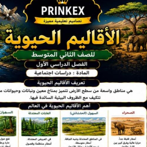 مطوية الاقاليم االحيوية مادة دراسات اجتماعية الصف...