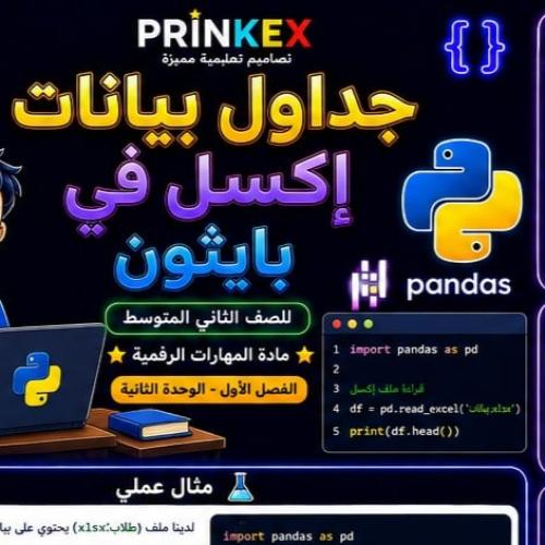 مطوية جدول بيانات اكسل في بايثون مادة مهارات رقمية...