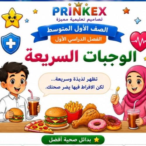 مطوية الوجبات السريعة مادة مهارات حياتية واسرية ال...