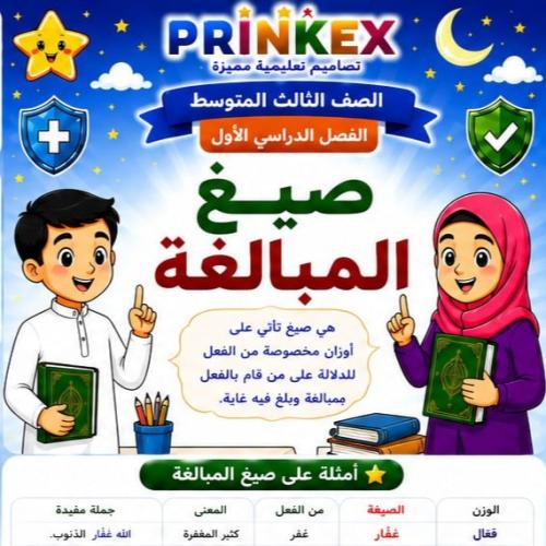 مطوية صيغ المبالغة مادة لغتي الصف الثالث متوسط الف...