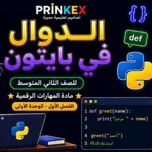 مطوية الدوال في بايثون مادة مهارات رقمية الصف الثا...