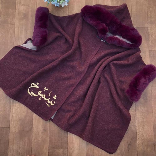 اسكارف شتوي قماش جوخ اطراف فرو أرنب