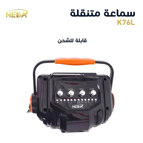 مكبر صوت متنقل مع ميكروفون و ريموت (برتقالي) Recha...