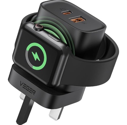 VEGER شاحن جداري متعدد المنافذ مع شاحن ساعة ابل