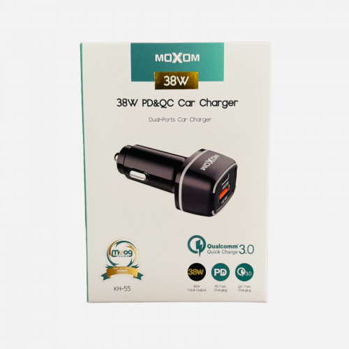 شاحن سياره ماركة MOXOM بمنفذين PD+USB
