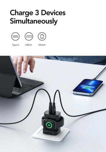 VEGER شاحن جداري متعدد المنافذ مع شاحن ساعة ابل