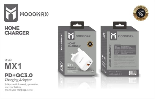 راس شاحن جداري MoogMax بمنفذين بدي وتايب سي