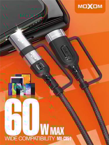 كيبل شحن/بيانات متعدد الرؤس MX-CB51 موكسوم 60W