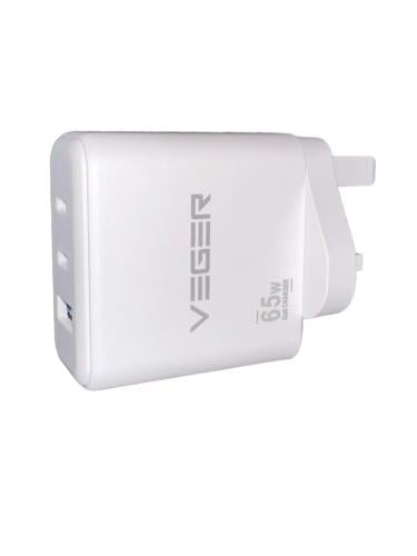 شاحن جداري Veger بمنفذ يو اس بي QC 3.0 ومنفذين PD...