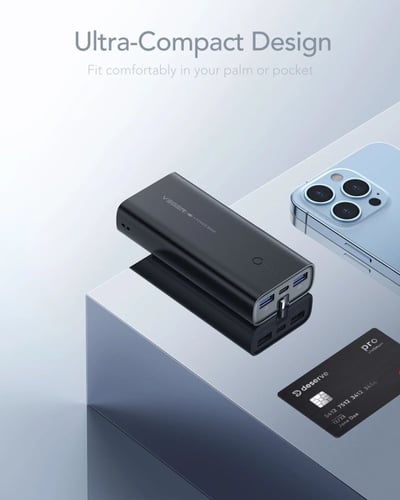 VEGER شاحن متنقل + فيش جداري 2 في 1 10000mAh