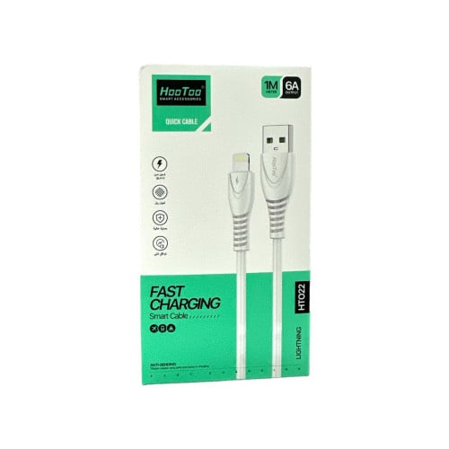 كيبل شحن للايفون يواس بي ربل ابيض ماركة Hoo Too