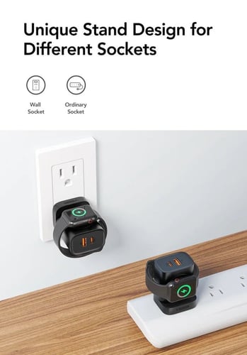 VEGER شاحن جداري متعدد المنافذ مع شاحن ساعة ابل