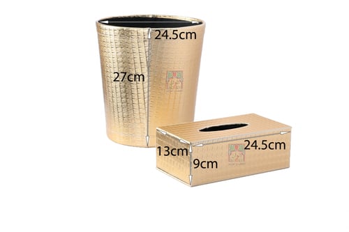 سلة مهملات مع علبة مناديل