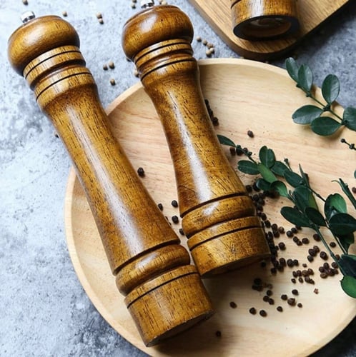 طاحونة متوسطة يدوية للبهارات من خشب البلوط