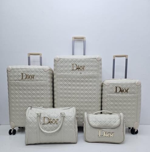 طقم شنط فيبر ملبس جلد علامة ديور 5 قطع